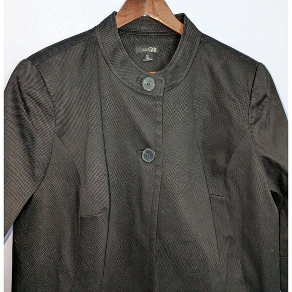 East 5th Womens Black Jacket Size 1X Button-Front 3/4 Sleeves Textured Finish - Picture 11 of 16